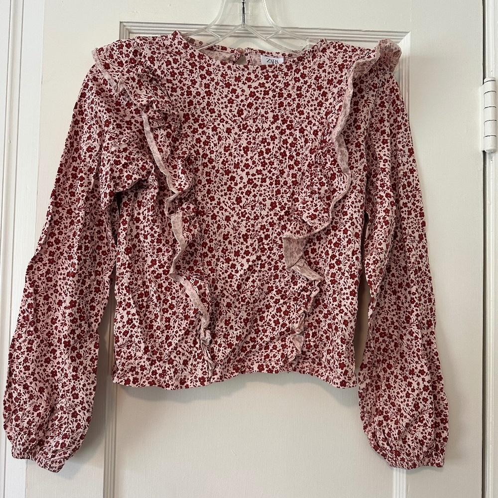 Zara Girls Floral LS Top Size 13-14